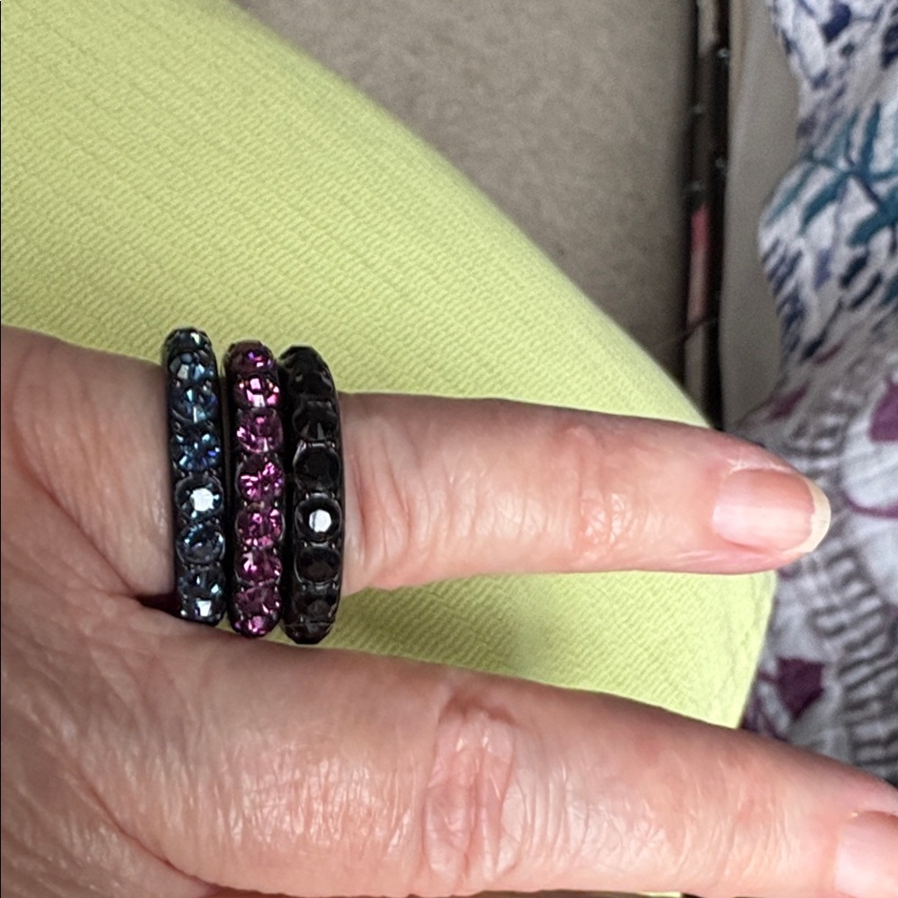 Vintage Coach Crystal-Studded Stacking Ring Set - Picture 6 of 6